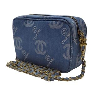 GWP VIP collector item CHANEL Blue Denim Monogram Crossbody Bag with Gold Chain